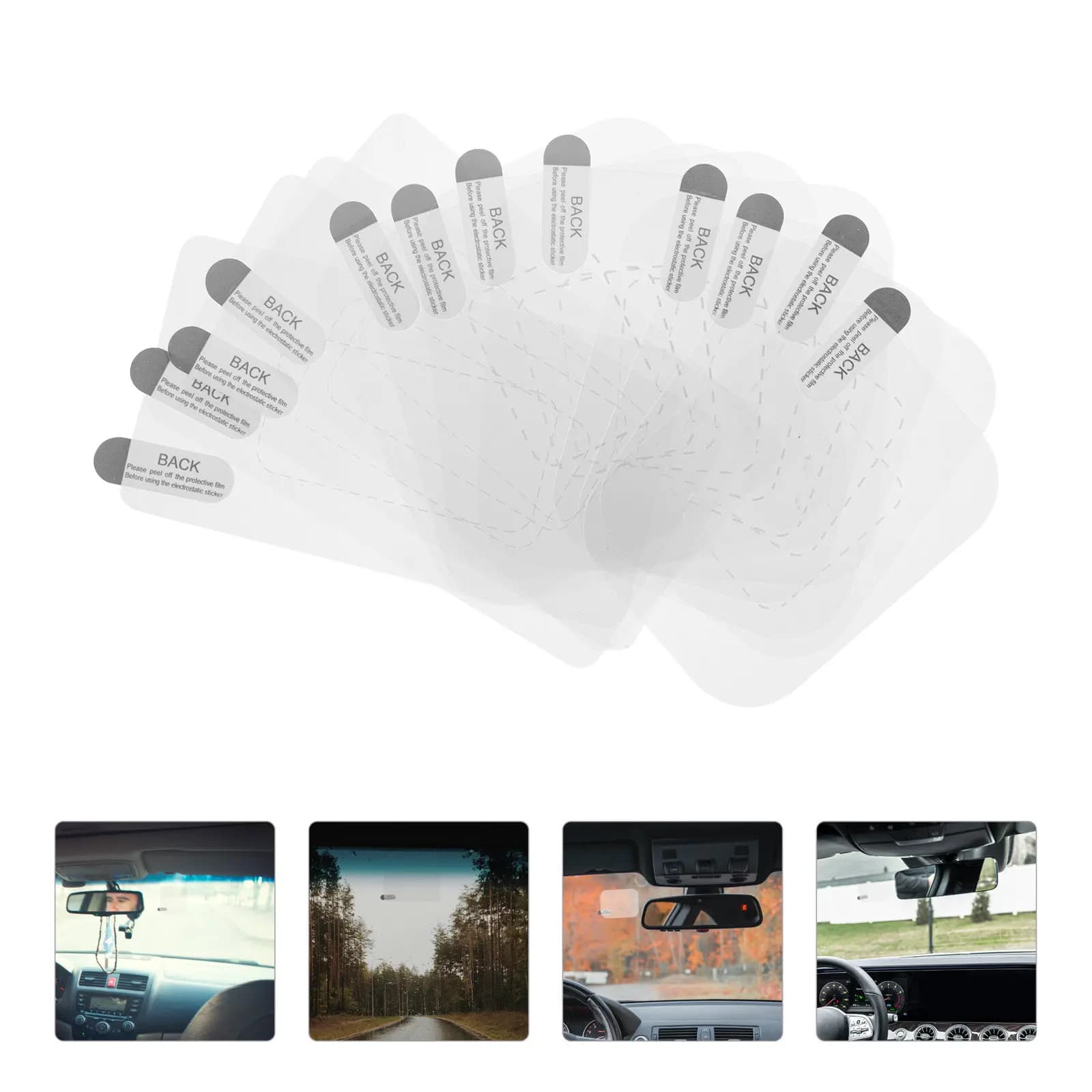 12Sheets Dashcam Windshield Static Sticker Protective Film Easy Installation Removable Scratch Resistant Adhesive Static Mount