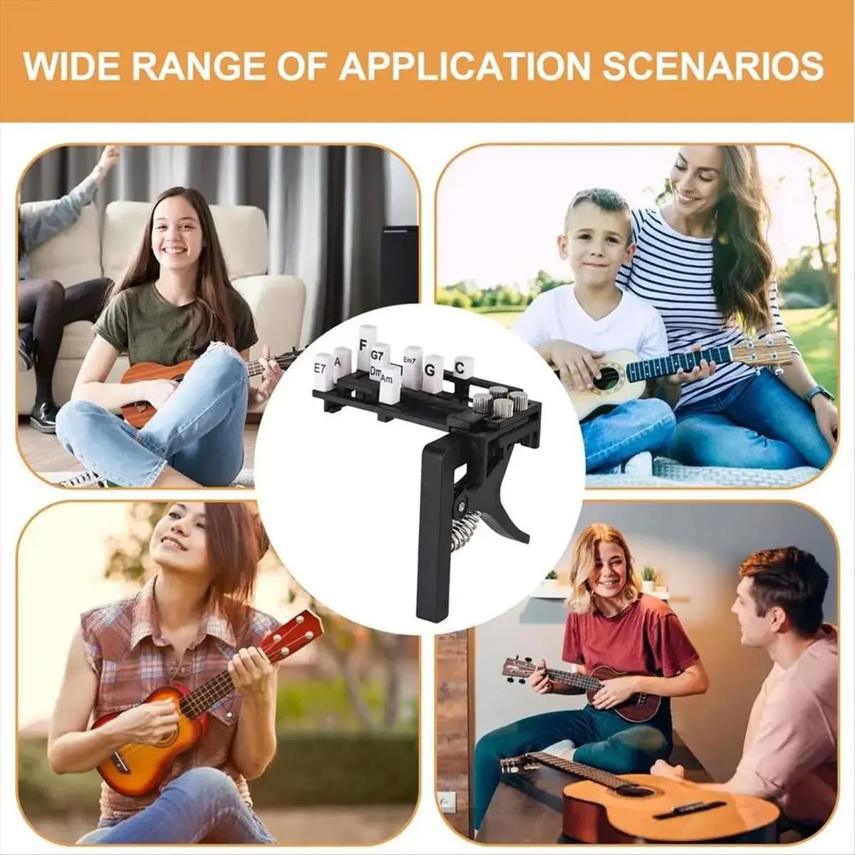 Strumento di Apprendimento per Chitarra ABVB, Pressore di Accordi, Trainer per Ukulele, Sistema di Apprendimento Accordi per Principianti di Chitarra