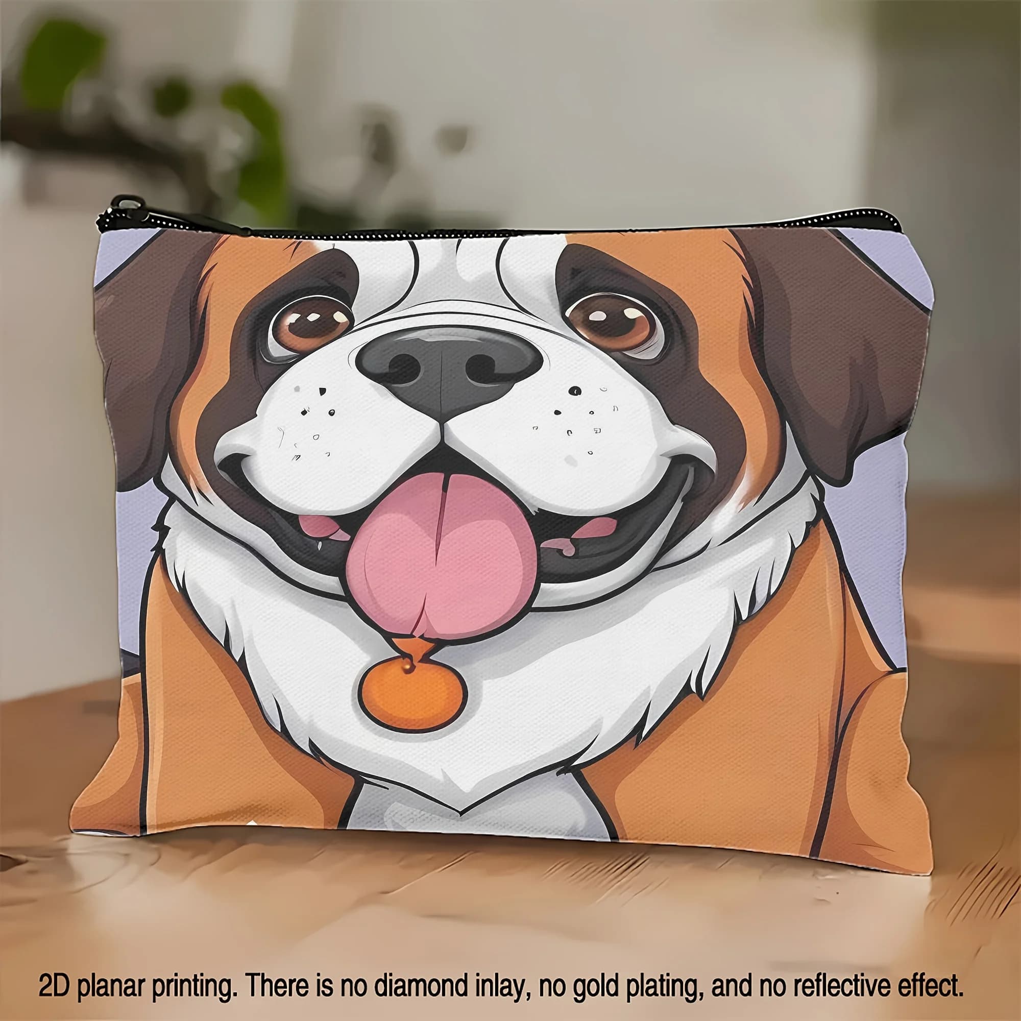 1 pezzo di affascinante borsa per il trucco a tema Saint Bernard Harrowayn - Pochette multifunzionale con cerniera per donna, perfetta borsa da viaggio con cerniera, divertente regalo di compleanno