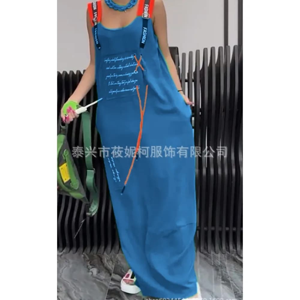 Vestito estivo allentato da donna con stampa di lettere alla moda 2025 Vestito estivo allentato casual da vacanza al mare femminile sexy estivo