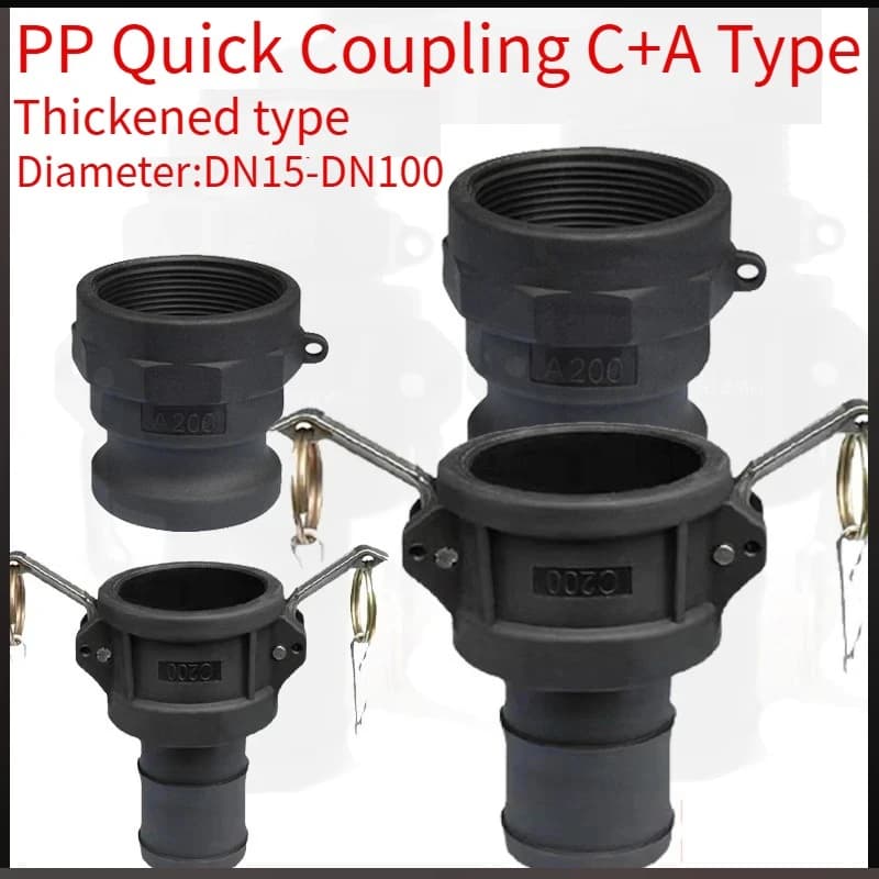 Quick Connector PP Type C+A DN15~DN100, Acid Resistant, Clamp, for Stainless Steel Pipes, Quick Connection