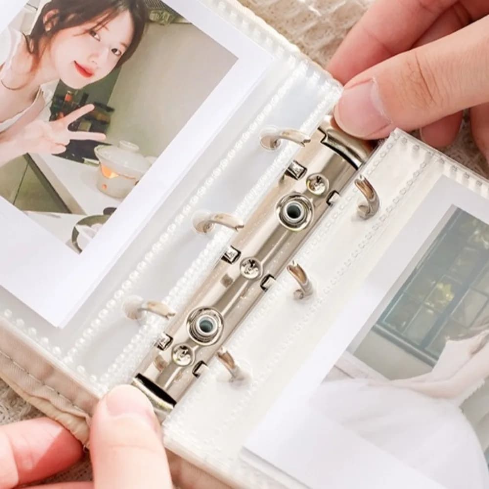 Porta Fotocard Ricamato in Tessuto, Cornice per Foto ID da 3 Pollici, Custodia per Carte in PVC, Protezione per Esposizione di Immagini e Carte Idol