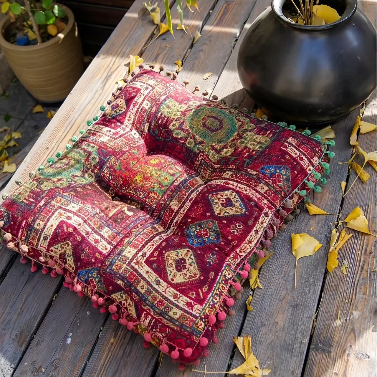 Bohemian Thick Square Cushion Comfortable Fashionable Throw Pillow for Chair Floor Car Seat