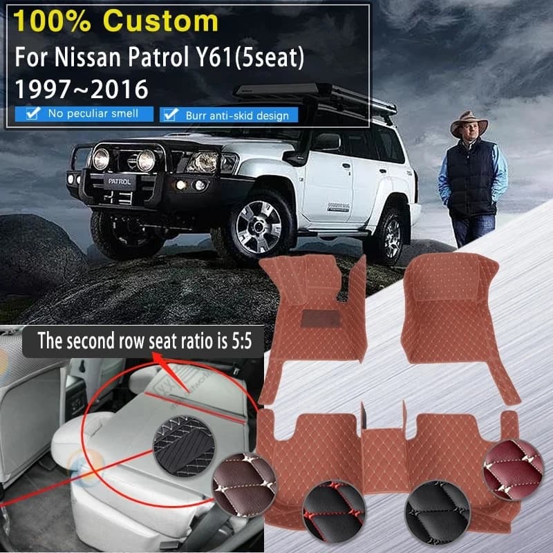 Car mats for Nissan Patrol Safari patorusa Y61 1997 ~ 2016 5-seater Anti-sporco carpets 2rd Row Seat Ratio 5:5 accessories