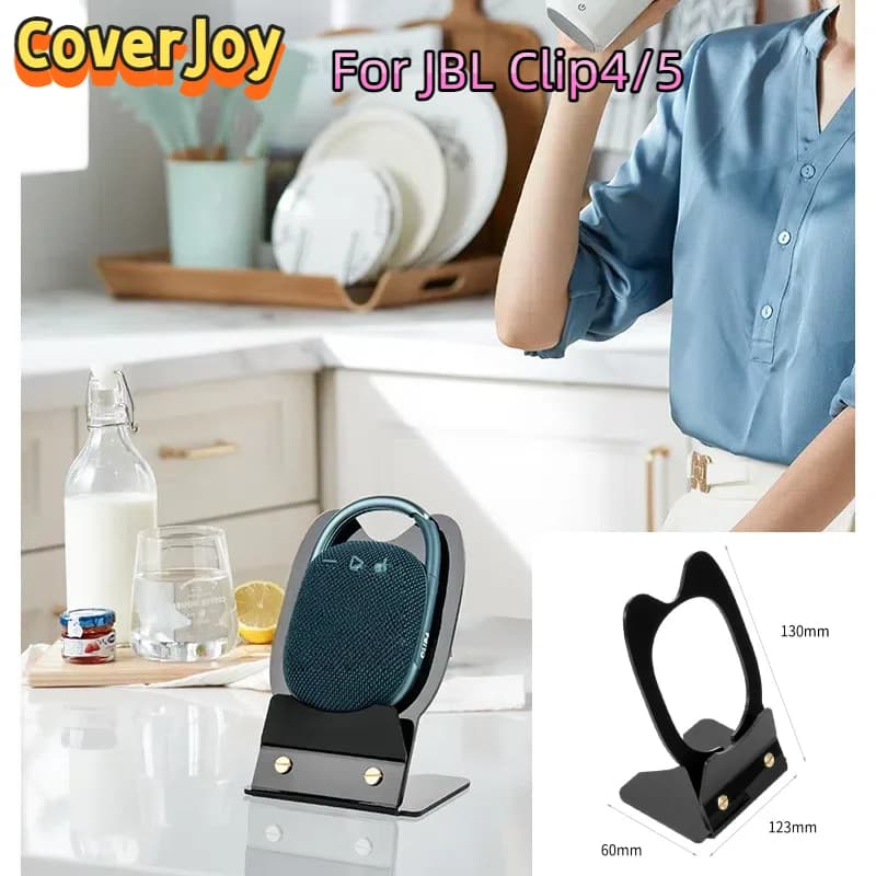 CoverJoy Per JBL Clip4/5 Supporto per altoparlante da tavolo in acrilico Espositore salvaspazio Altoparlanti per monitor da studio piccolo Scrivania per ufficio domestico