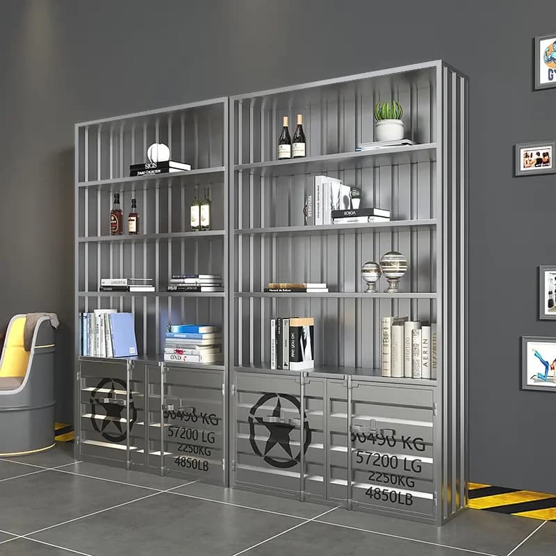 Wrought Iron Industrial Style Creative Figure Display Bar Cabinet Storage Shelf Wine Rack Trendy Store Showcase Organizer