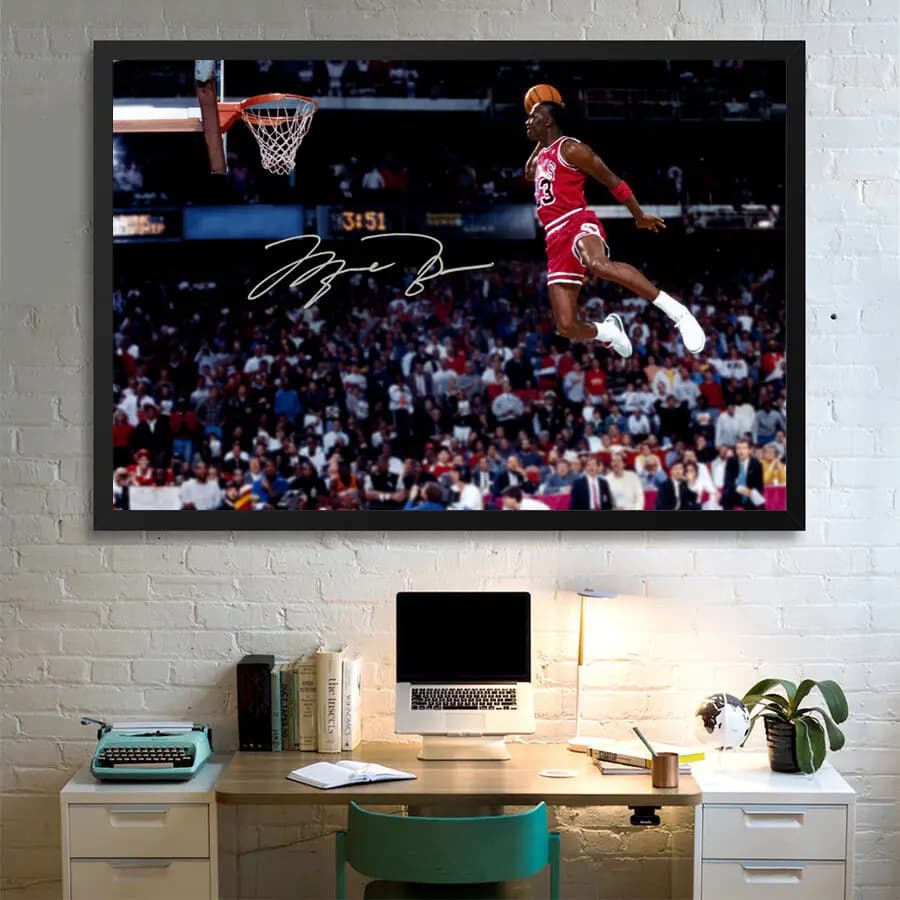 Jordan Classic Dunk Action Poster Decorazione della casa Sport Star Poster Immagini a parete per soggiorno Pittura su tela Impermeabile