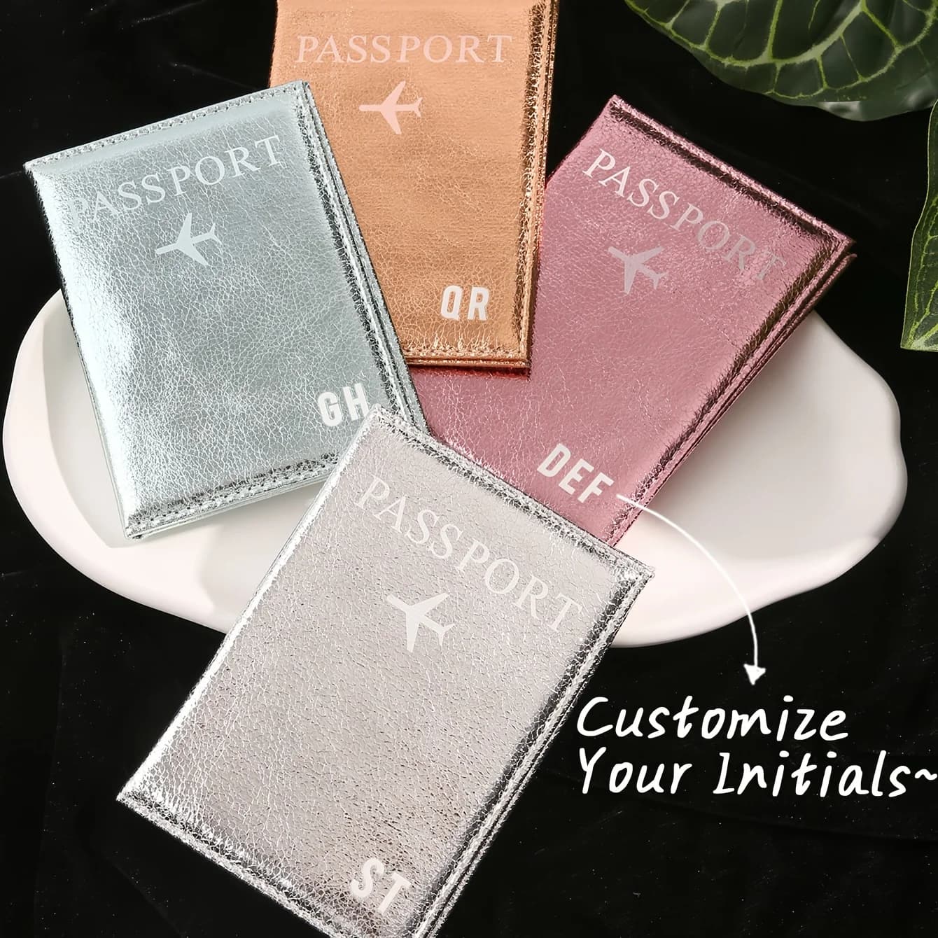 Porta Passaporto Personalizzato con Iniziale, Copertina in Pelle Lucida, Set da Viaggio Unico, Regalo per Amanti e Amici