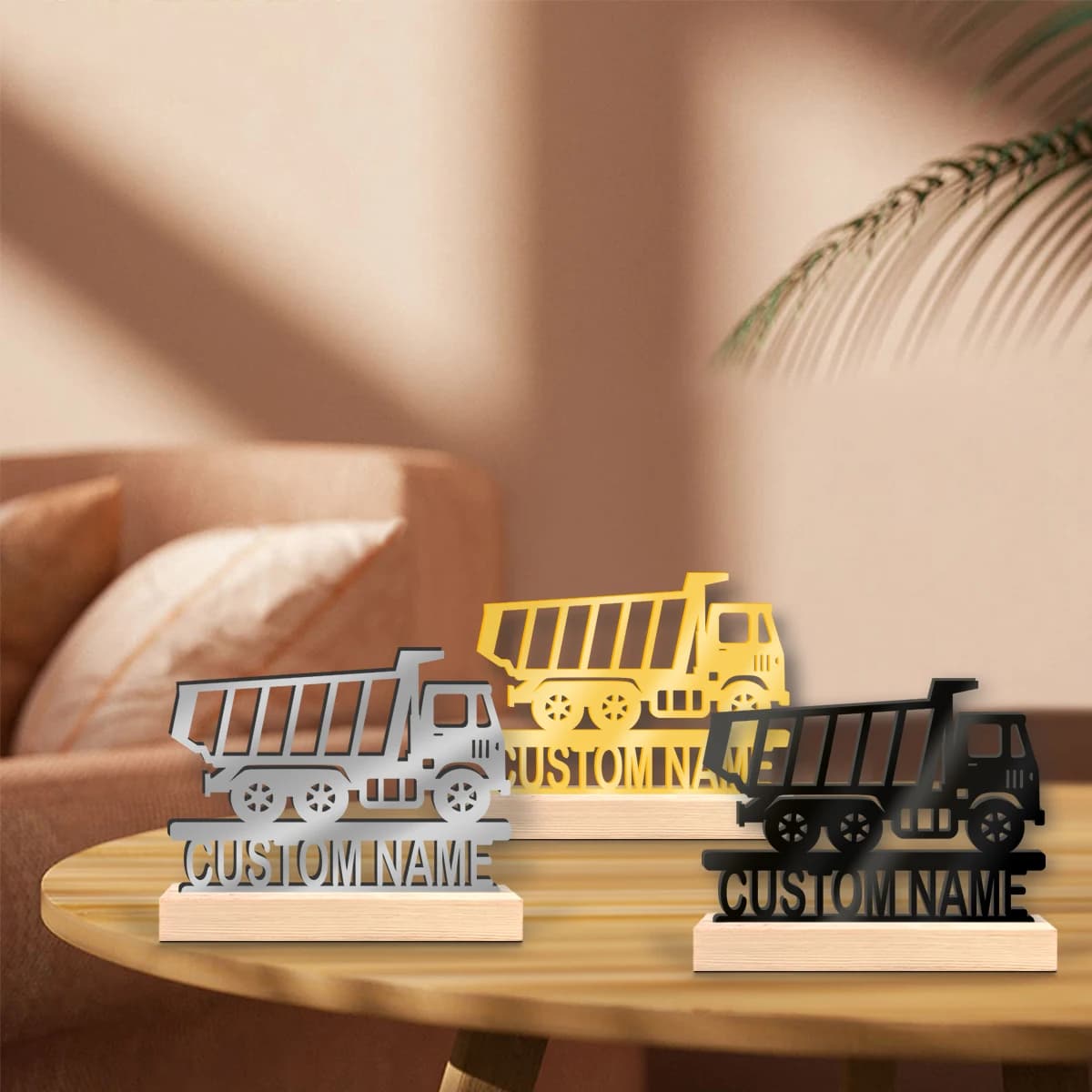 1pc Personalized Metal Artwork Customizable Name Equipped with Wooden Base Desktop Decorations,Office Decorations