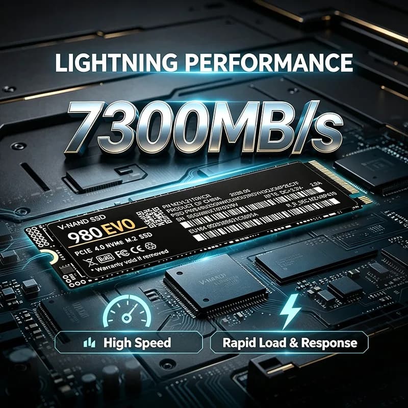 980 EVO M.2 NVMe SSD 7300MB/s TLC 3D NAND Internal Solid State Drive 500GB‑4TB For PS5 Gaming Desktop Laptop PC Storage