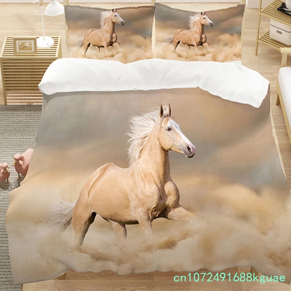 Horses Printed Duvet Cover Set Twin Full Queen King Bedding Comforter Bedspread Soft Lightweight Quilt Animals Home Textile