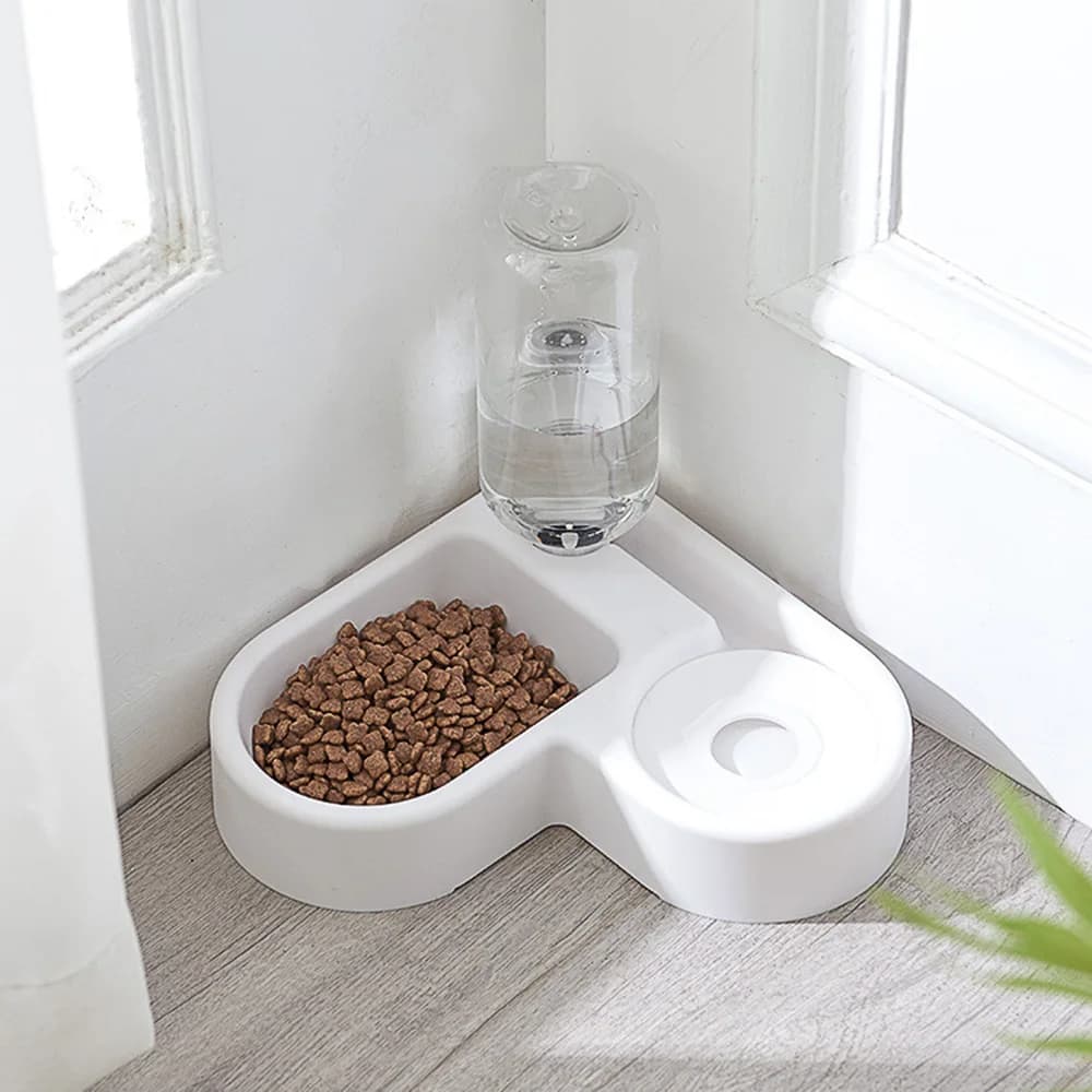 Set di ciotole per animali domestici a forma di cuore: alimentatore automatico d'acqua con bottiglia + ciotola per alimenti, design antiscivolo e antiribaltamento, adatto per cani e gatti