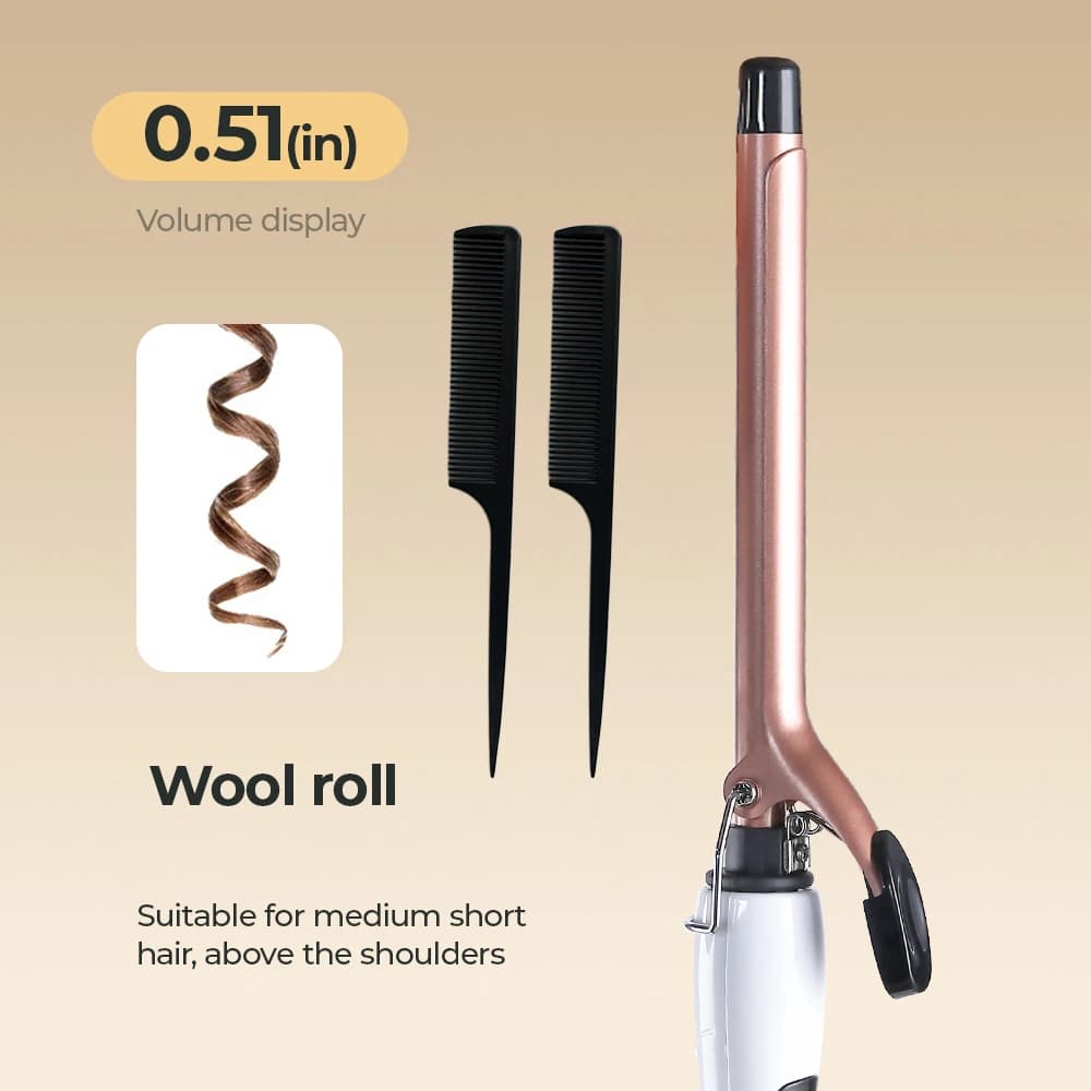 European standard 0.51 inch mini ceramic curling iron for hairdressers, hot permanent tool, wave control, rapid heating, two speeds