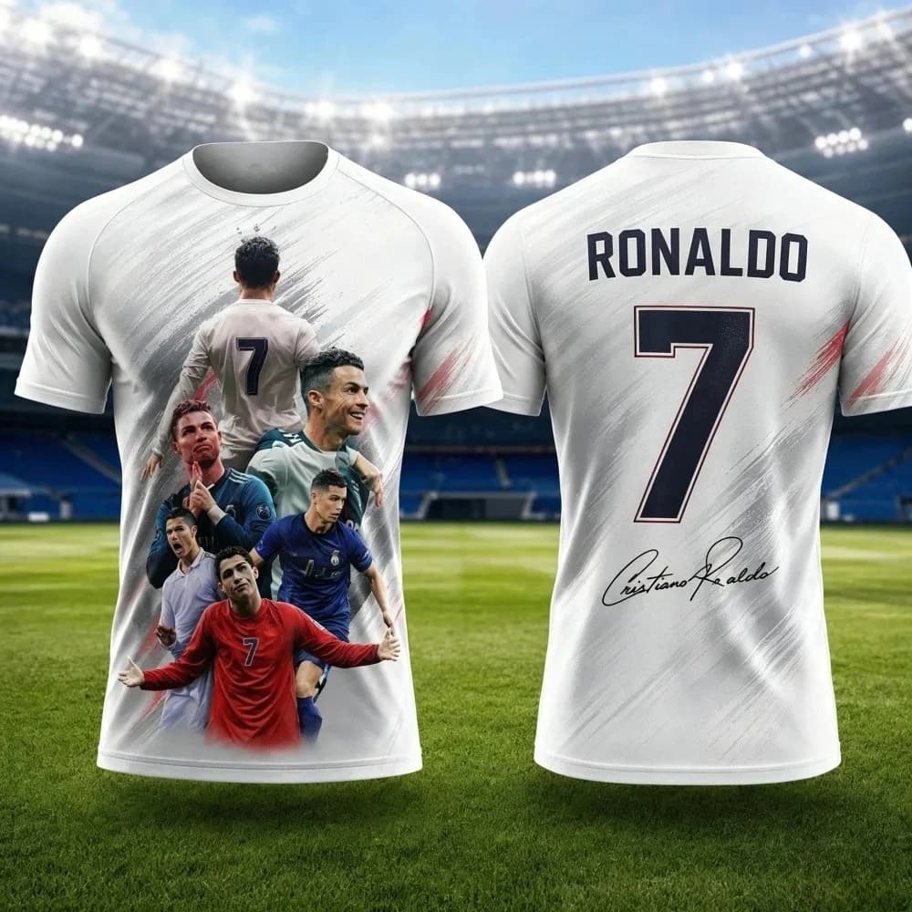 2026 Summer Fashion Summer Ronaldo 3D Print Sport Quickdry Breatha Men Football Jersey Tshirt Team Club Summer Training Clothing