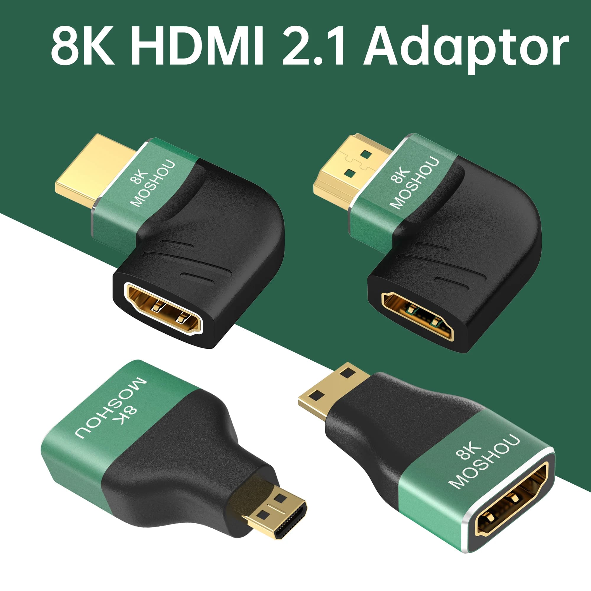 MOSHOU 8K HDMI 2.1 Connector Mini HDMI Micro HDMI 270 90 degrees male to female for HDTV PS4 PS5 Laptop 4K HDMI Extender