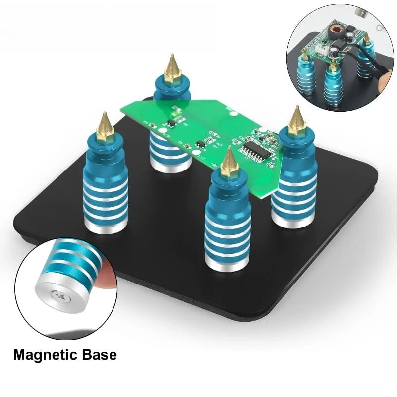 Soldering Helping Hands 4Pcs PCB Circuit Board Holder Metal Magnetic Fixture with Iron Plate for Soldering/Desoldering