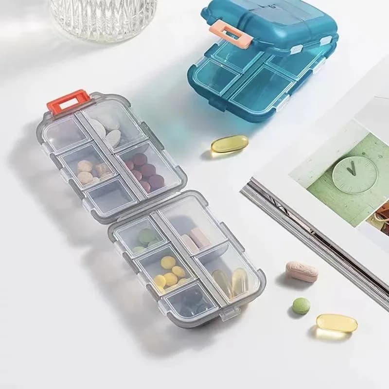Waterproof Portable Medicine Box Seal Moisture Proof Independent Small Grid Pill Container Storage Tablets 10 Cells