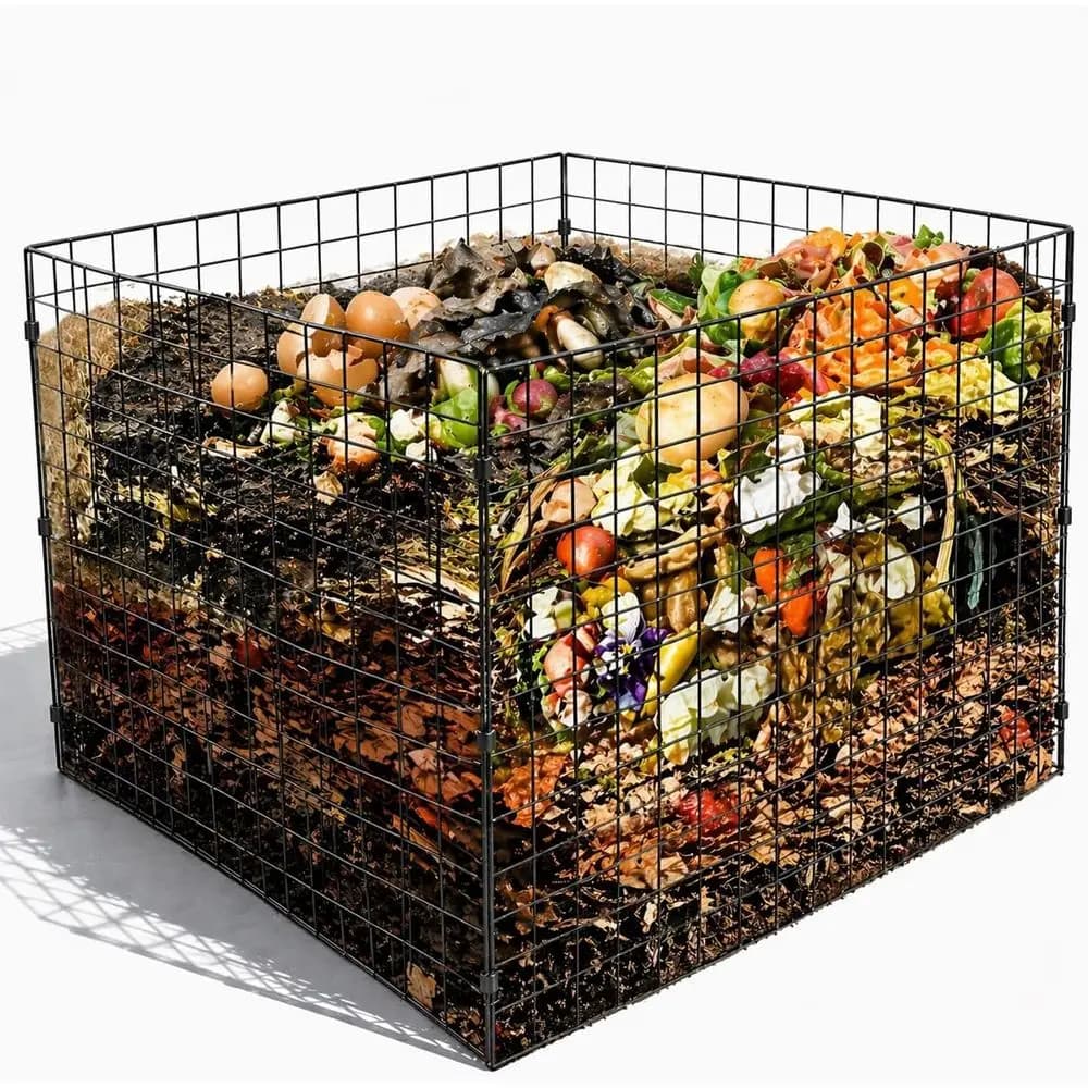 Compostiera Quadrata Grande da Esterno in Rete, 36x36x28 Pollici, per Foglie e Rifiuti da Giardino