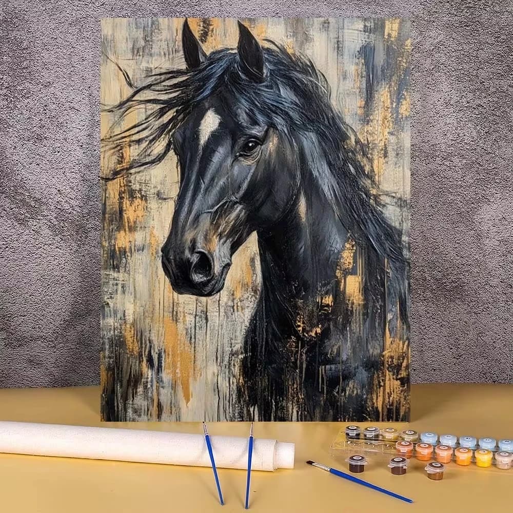 1pc Frameless Black Horse Oil Painting Kits Handpainted Picture By Number Drawing on Canvas Home Decoration Diy Paint By Numbers
