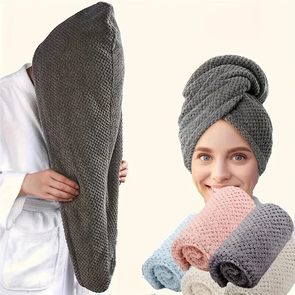 Asciugamano per capelli in microfibra: asciugatura rapida, ultra assorbente, cura delicatamente per capelli crespi o danneggiati, cuffia per asciugacapelli da donna