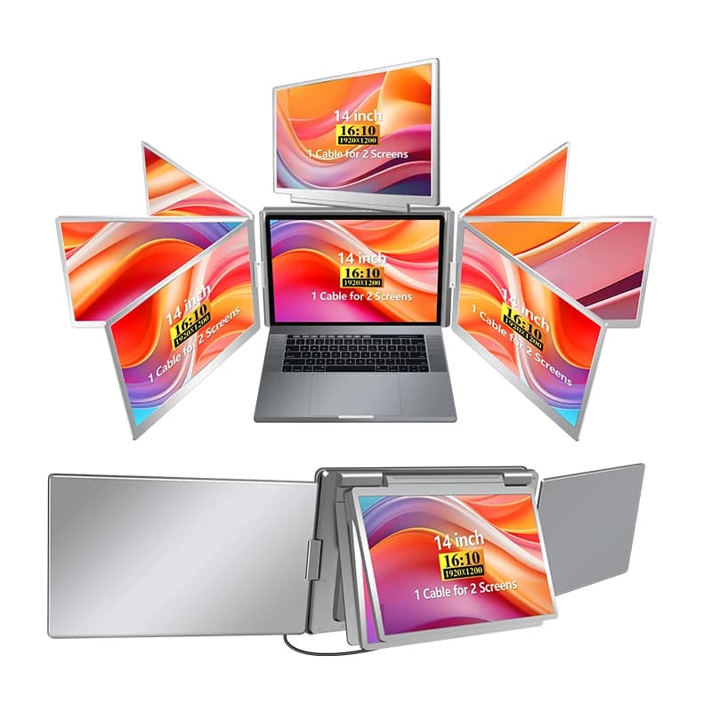 2025 New 3 Screen Displays Quad Monitor,15.6 Inch Laptop Portable Monitor Compatible with 12-18.5 Inch Wins/Mac(M1 M2 M3 M4)
