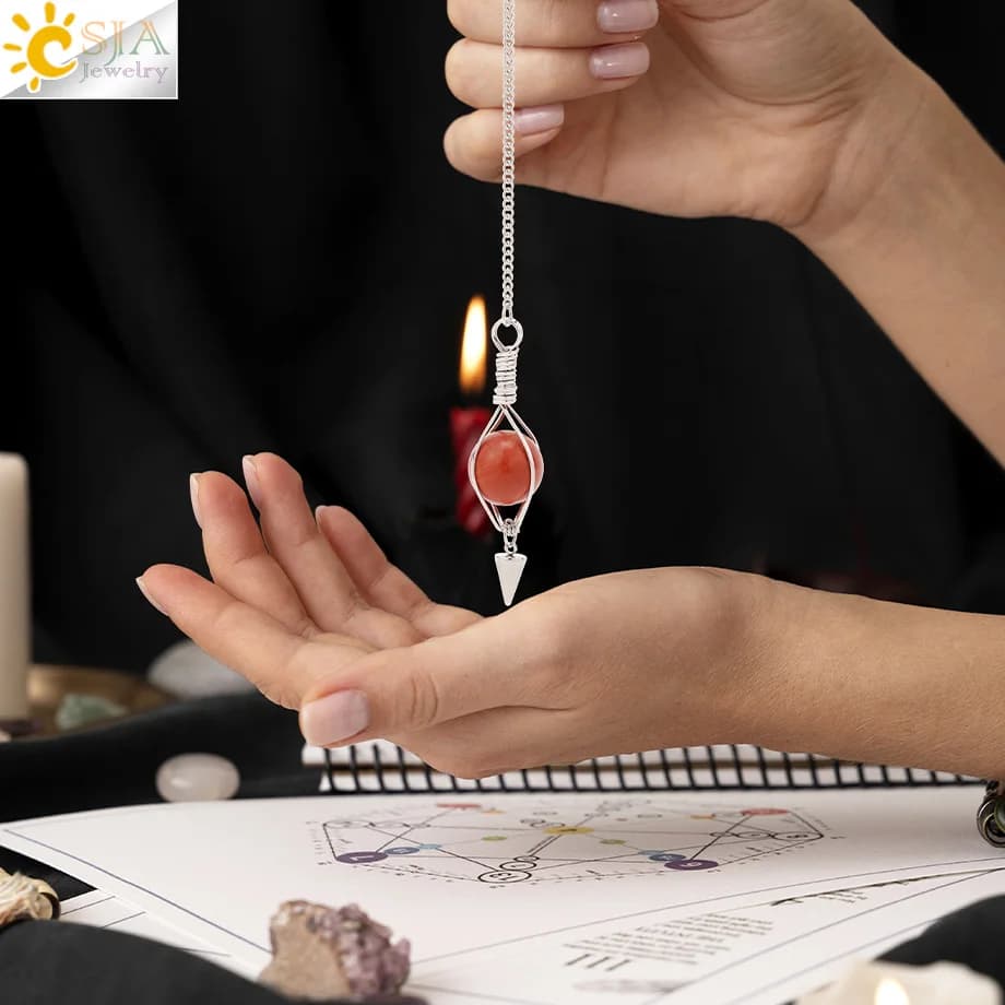 Pendolo di cristallo di pietra naturale per rabdomanzia Divinazione Perlina rotonda Occhio di tigre Ametista Cristallo Spirituel Pendule Pendulums H791