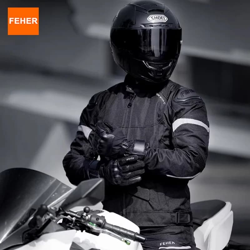 Giacca da Moto FEHER per Tutte le Stagioni, Impermeabile, Traspirante, Termica, con Protezione Spalle in TPU, per Pendolari e Motociclisti