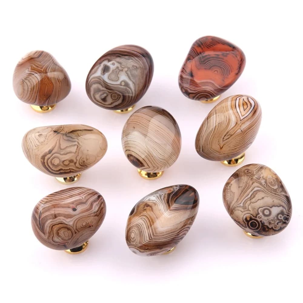 Manopola e maniglia in pietra di agata di seta naturale cassetto monoforo irregolare armadio da cucina armadio manopole per porte maniglie per mobili