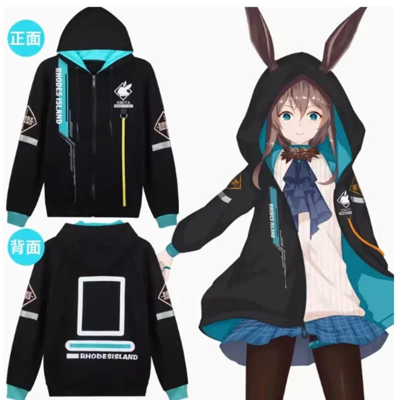 Game Arknights Rhodes Island Zipper Hoodie Anime Guard Lappland Cosplay Jacket Long Coat Harajuku Streetwear Coats And Jackets y
