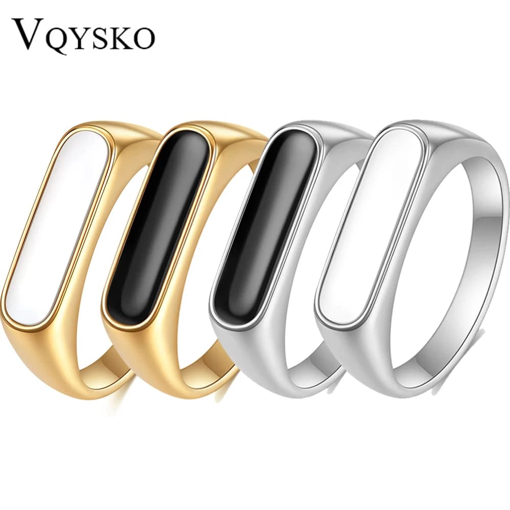 VQYSKO Anello in madreperla impermeabile senza appannamento Anello con sigillo Barra delicata Bellissimo regalo per lei Lui Gioielli con graffette