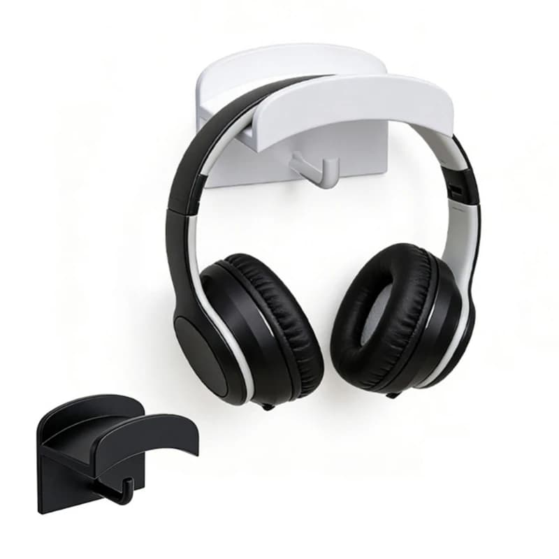 Headphone Holder Hook with Protective Cushion, Sturdy Plastic Under Desk Headset Mount for Safe Storage, Nonslip Pad for