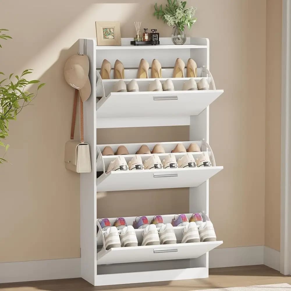 Organizer for 3 Shelves Adjustable with 3 Shelves, Space for Entry, Corridor, White, 23.6W × 9.4D × 4