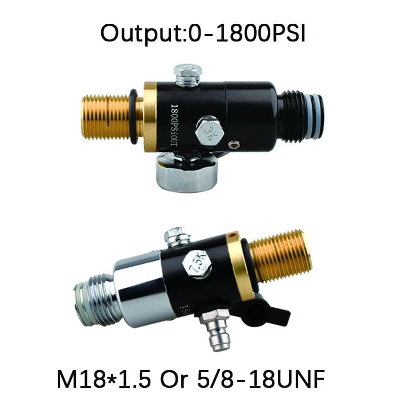 Scuba M18 * 1.5 or 5/8-18UNF Adjustable Output 0-1800PSI Pressure Regulator HPA Station for CO2 Flow Dip Fittings for Gased Water