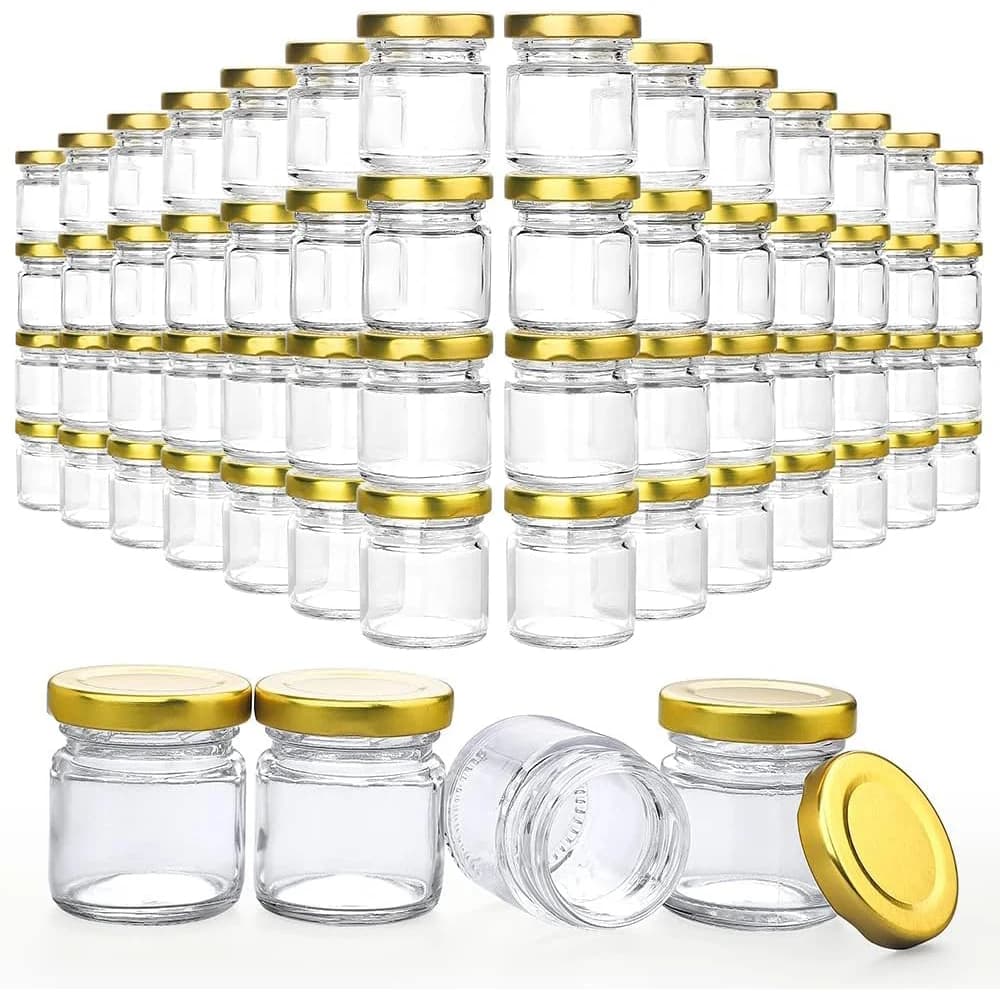 Piccoli barattoli di vetro con coperchi, mini barattoli di miele da 1,5 once, barattolo di candele per realizzare candele per regali, artigianato, spezie, matrimoni, bomboniere
