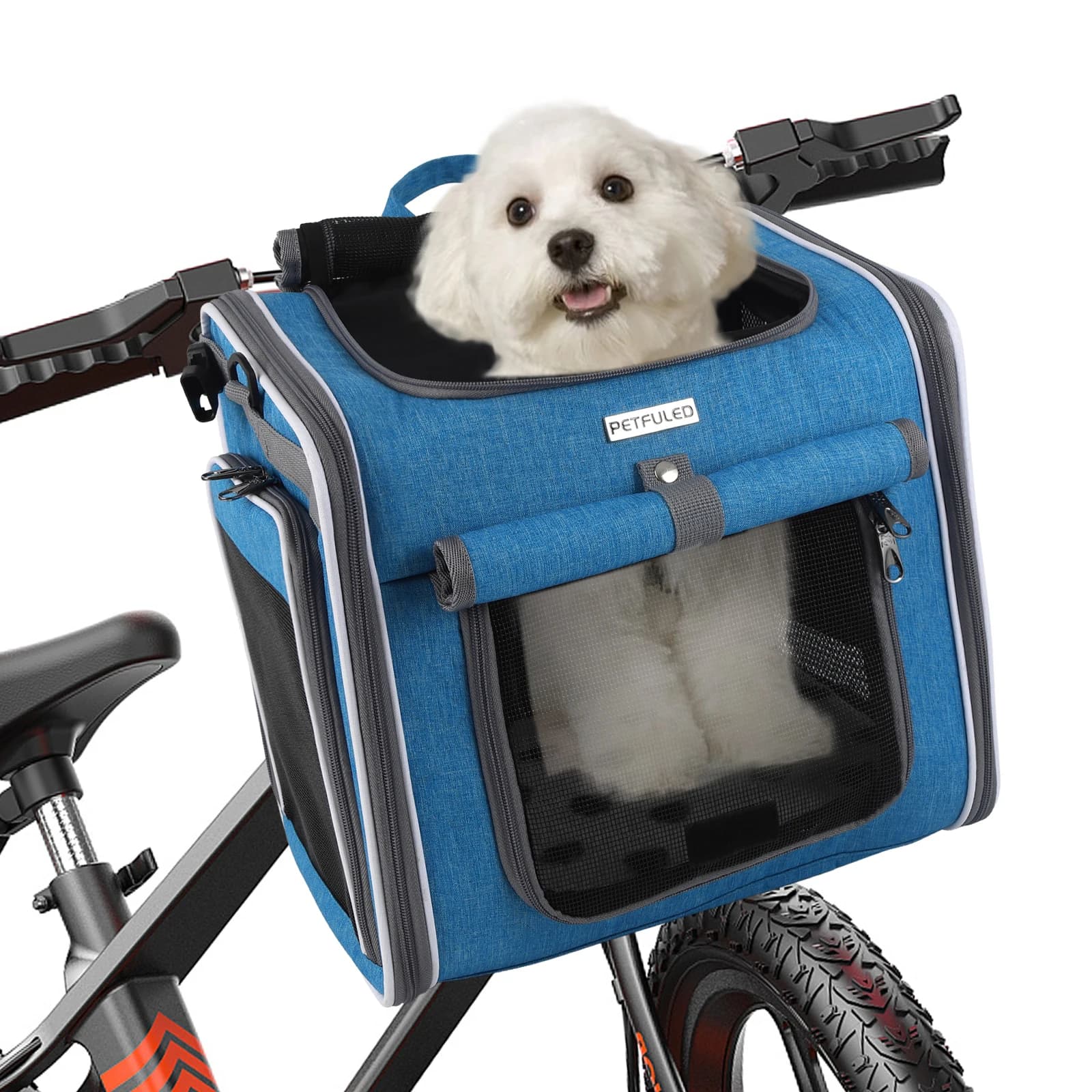 Cestino per bici per cani Zaino per portabici per cani ventilato su lati morbidi Cestino per bicicletta per animali domestici per manubrio della bici