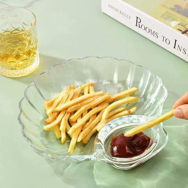 1PC Shell DishTransparent Dumpling Plate With Vinegar Discs Vinegar Dishes Sushi Breakfast Dried Fruit Snack Shell Spitting Dish