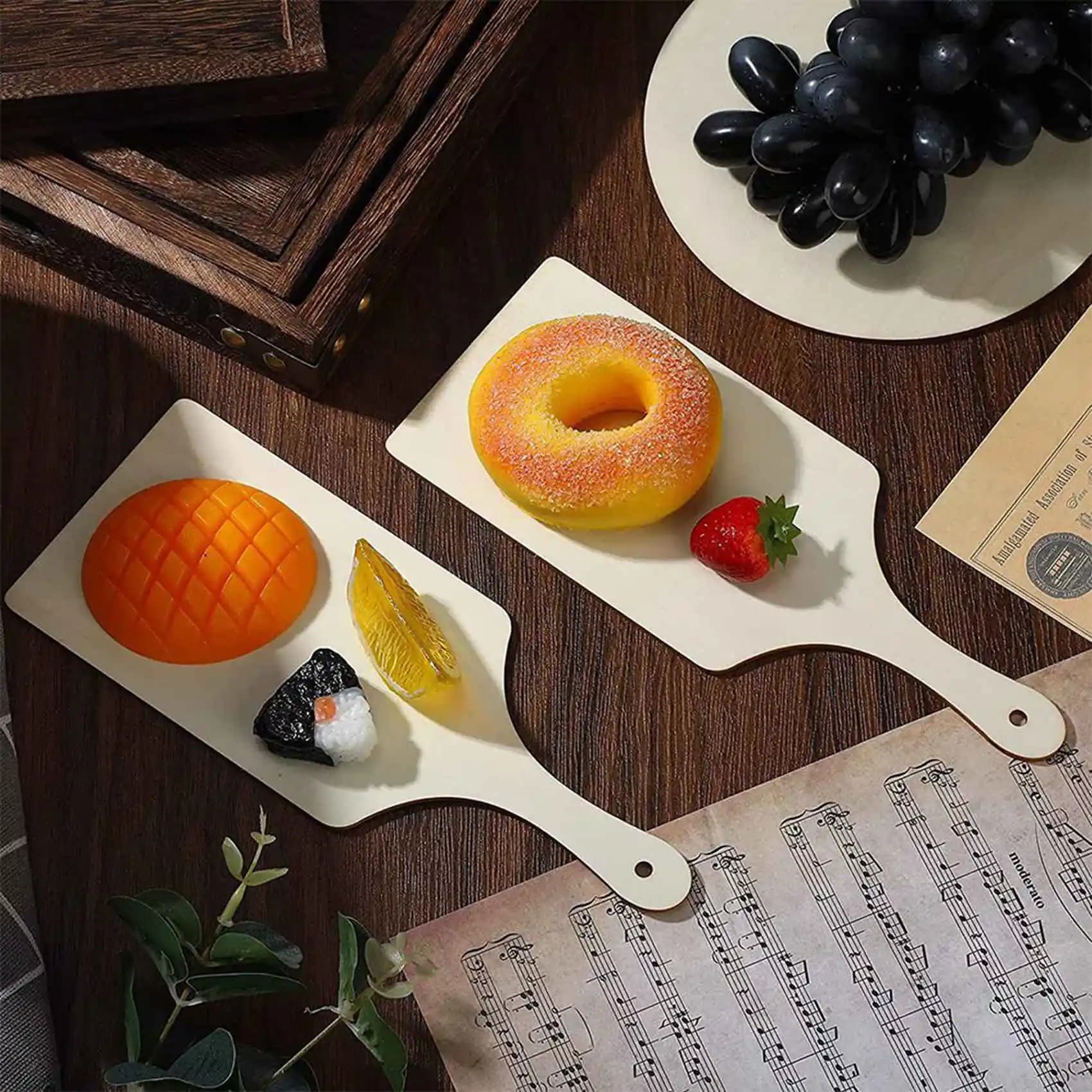 ABRW-24Pcs Mini Wooden Cutting Boards With Handle Wooden Cutting Board Unfinished Planks For Home Kitchen Cooking Decor