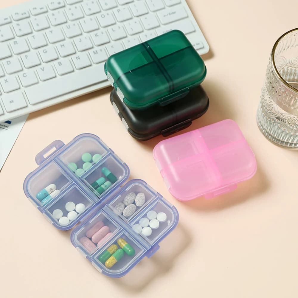 Nuovo Mini Portatile Premuim 8 Griglie Portapillole Piccola Scatola Organizzatore Settimanale Portapillole da Viaggio Contenitore per Vitamina Olio di Pesce Quotidiano