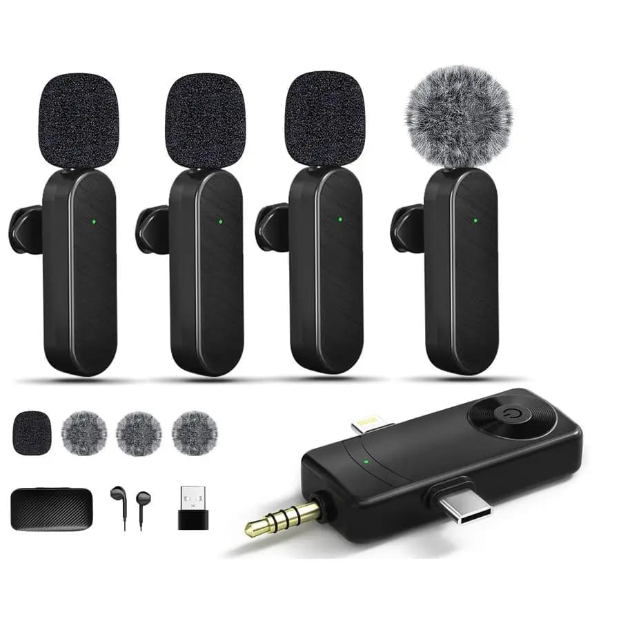 Lavalier microphones Compatible with iPhone, Android phones, Cameras, Computers, Microphone Wireless Professional Mini for Video Recordings