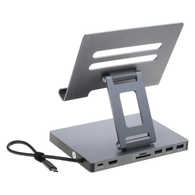 Stazione docking tipo C in alluminio Stand per laptop 9 in 1 per trasmissione rapida dei dati e ampliato USB3.0