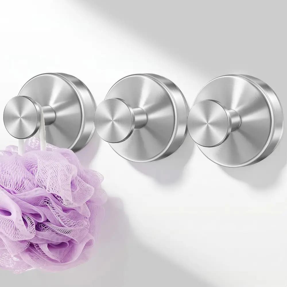 Suction Cup Hooks for Shower, No Drill Required, Bath Robe Loofah, Removable Towel Holder, Suitable for Bathroom Wall, Mirror, T