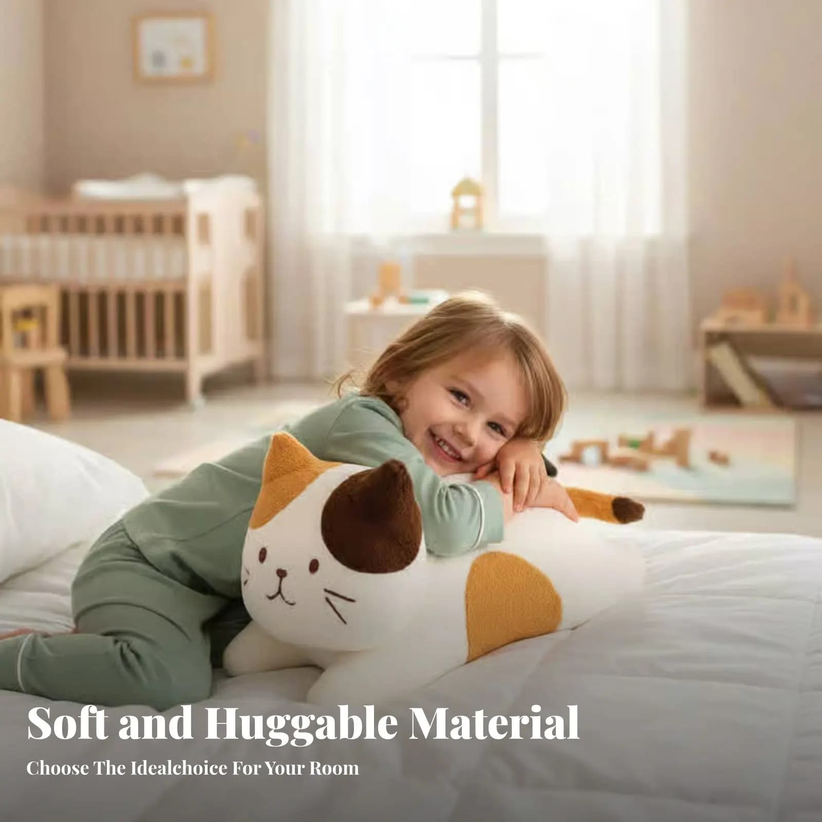 Cuscino Peluche Super Morbido a Forma di Gatto, Bambola Imbottita, Decorazione per Camera da Letto delle Ragazze, Giocattolo Creatura