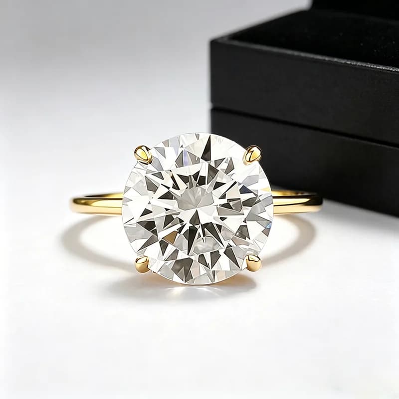 Anello Solitario in Oro 14K con Diamante da Laboratorio 10mm, Anello di Fidanzamento in Argento Sterling 925, Fede Nuziale per Donne, Gioiello di Promessa
