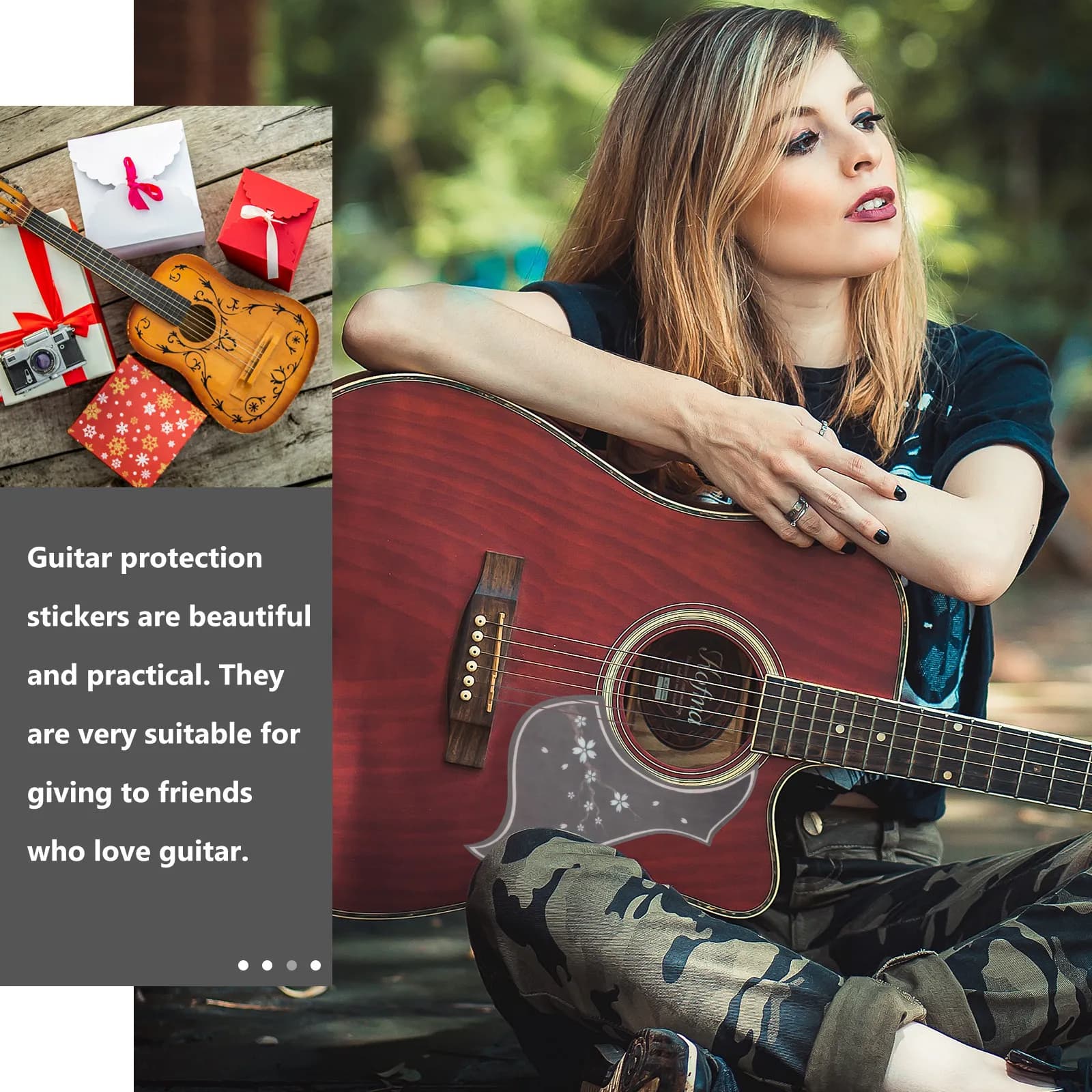 2 Pezzi Pickguard per Chitarra in PVC, Protezione Antigraffio Leggera dal Design Creativo, Piastra Protettiva per Chitarra Acustica ed Elettrica