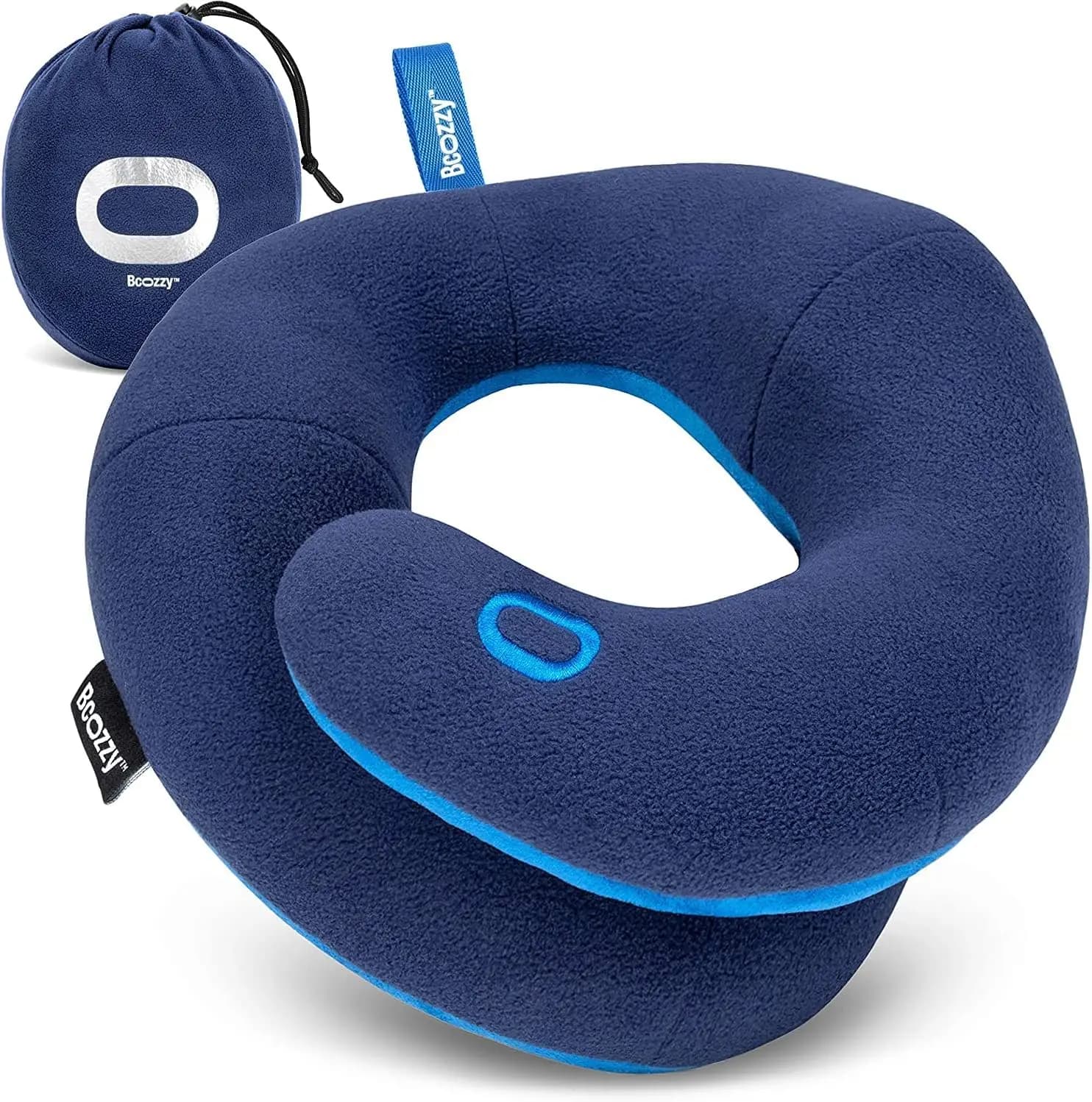 Cuscino da viaggio per bambini dai 3 ai 7 anni, regolabile e lavabile con borsa per il trasporto, blu navy
