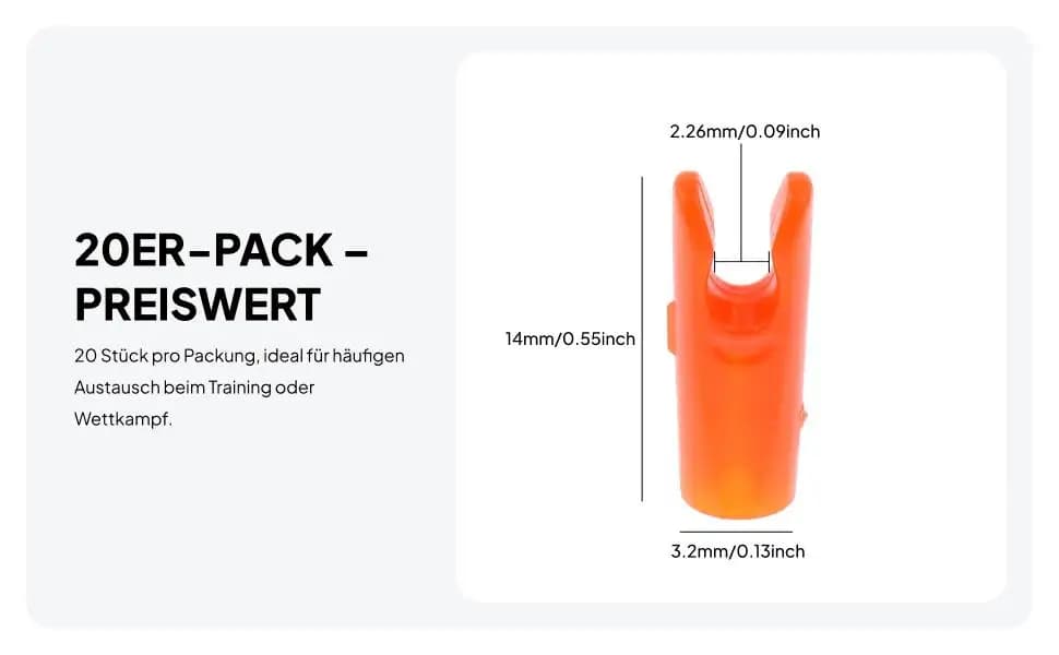 Set di 20 Nock per Frecce in Plastica, Accessori per Caccia, Arco e Balestra