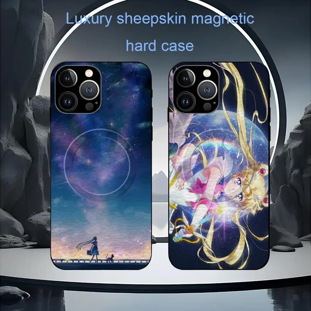 Moon Cool Anime Phone Case For iPhone 17 16 15 14 13 12 11 Plus Pro Max S-Sailores-s High-end Luxury Magsafe Sheepskin