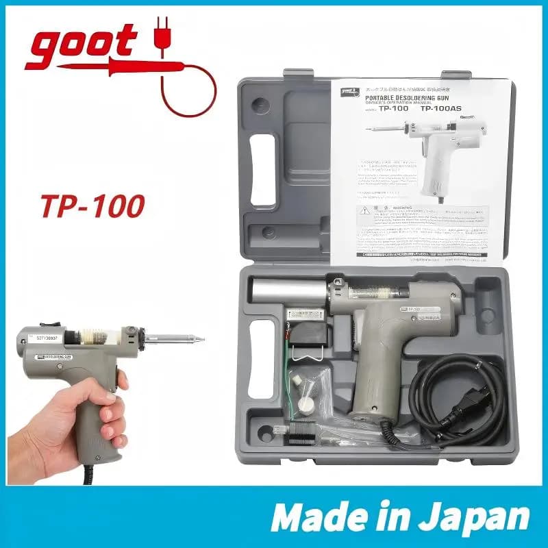 GOOT TP-100 Ventosa elettrica in stagno - Pistola per vuoto riscaldata da 250-450 ̊C, portatile per assemblaggio di circuiti stampati e riparazioni elettroniche
