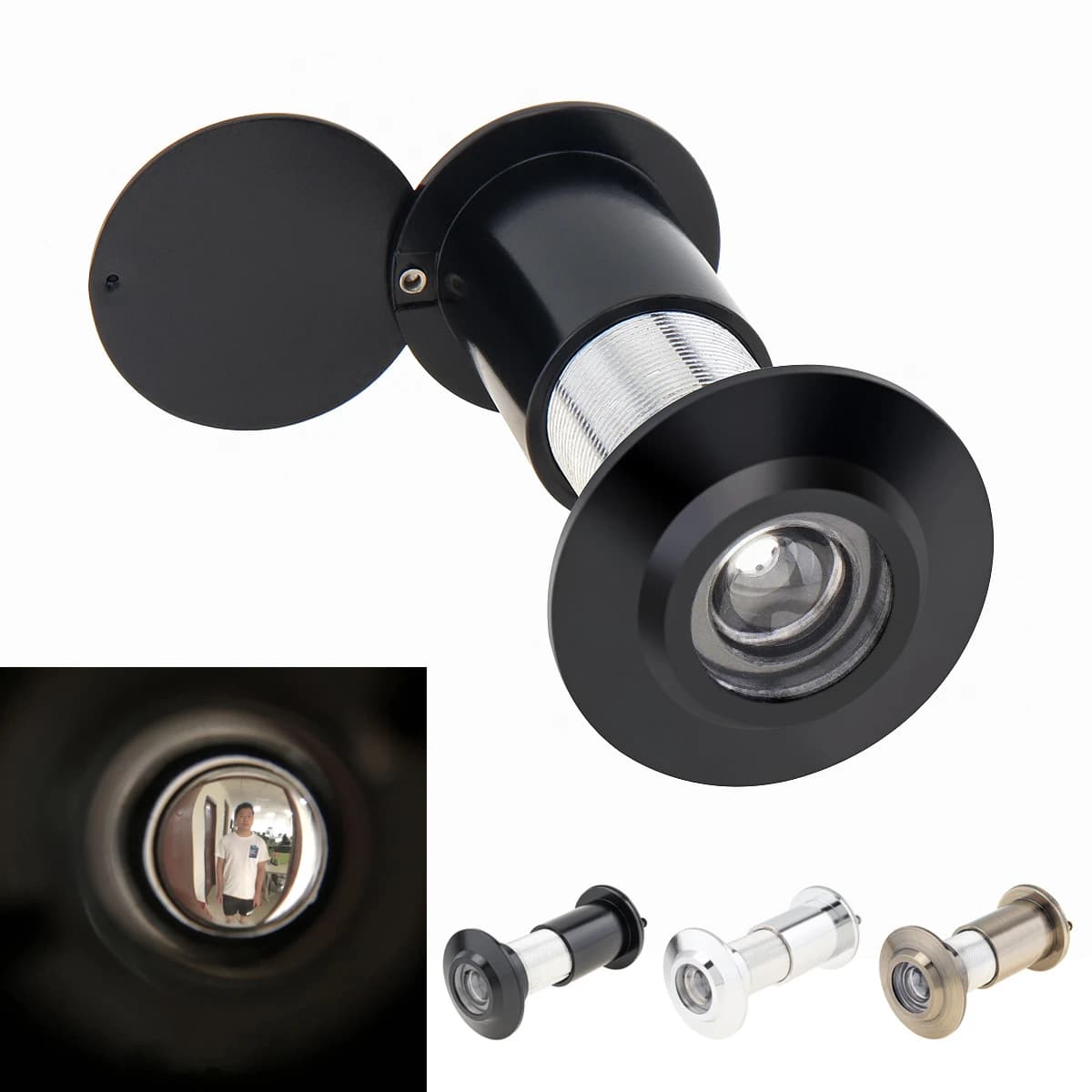 Visualizzatore di porte a 200 gradi lente in vetro HD regolabile porta nascosta di sicurezza con spioncino grandangolare per Hardware di spessore 40-65mm/45-75mm