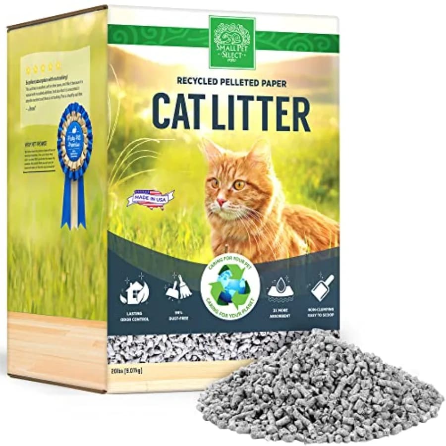 Lettiera per Gatti in Pellet di Carta Riciclata Non Agglomerante, a Basso Contenuto di Polvere, Non Sversabile, 20 libbre, Prodotta negli USA